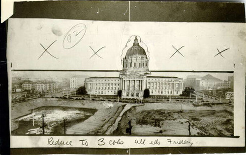 [Construction of the War Memorial across from City Hall]