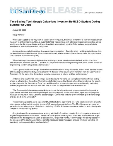 Time-Saving Tool: Google Galvanizes Invention By UCSD Student During Summer Of Code