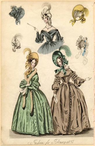 Fashions and bonnets, Winter 1837