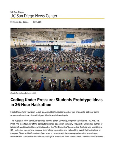 Coding Under Pressure: Students Prototype Ideas in 36-Hour Hackathon