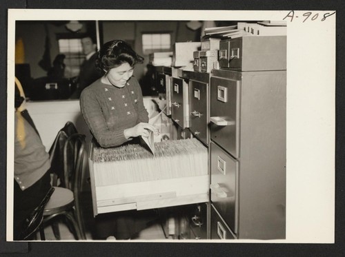 Hana Uyeno, Filing Clerk. Photographer: Stewart, Francis Newell, California