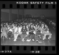 Students during Black and Brown Brotherhood Band performance at Hollenbeck Junior High, Los Angeles, Calif., 1979
