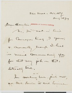 Albert B. Paine, letter, 1919-08-25, to Hamlin Garland