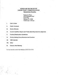 Agenda and meeting notice--Sonoma County Commission on AIDS--Administration Committee--February 21, 1996