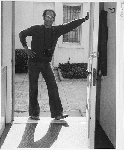 Douglas Cunningham in the doorway to the photo lab for Mount Wilson Observatory, Pasadena