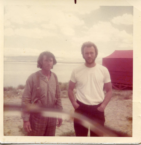 Chuck Waters posing with Clint Eastwood on the set of "High Plains Drifter"