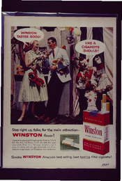 Winston Taste Good! Like a Cigarette Should! Step right up, folks, for the main attraction-Winston flavor! Smoke Winston America's best selling, best-tasting filter cigarette!