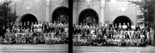 Stanford Conference, CSA second row, second from right: Loy Kwok. "23rd Annual Conference, USA, Stanford, 1925, SHATTUCK"