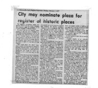 City may nominate plaza for register of historic places