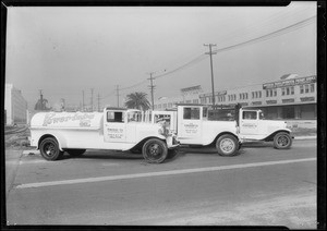 Fleet of trucks, The Powerline Co., Southern California, 1932