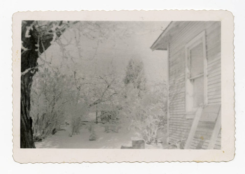 Rushing house in snow