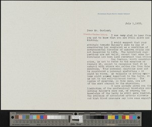 Fenton Benedict Turck, letter, 1932-07-01, to Hamlin Garland