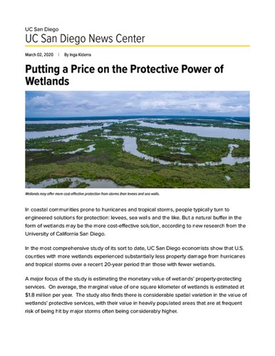 Putting a Price on the Protective Power of Wetlands