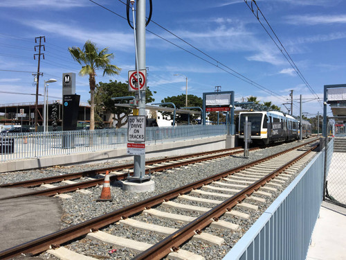 Testing Expo Line train at 26th St/Bergamot station, April 3, 2016