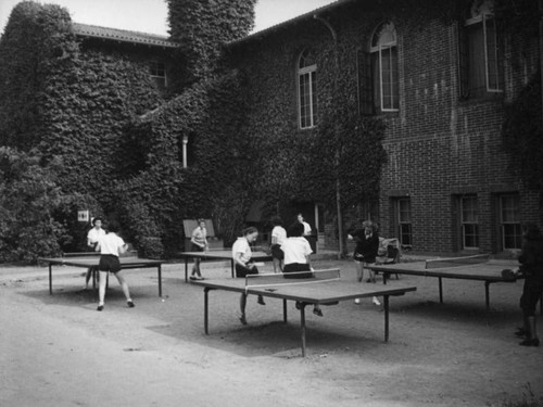 Playing ping pong at Los Angeles Junior College