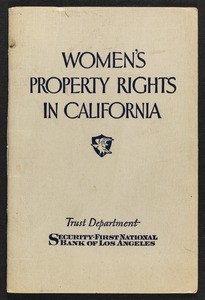 Women's Property Rights in California, pamphlet, 1929