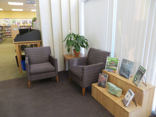 Seating area by the entrance in the Fairview Branch Library (2101 Ocean Park Blvd.), May 2, 2014, Santa Monica, Calif