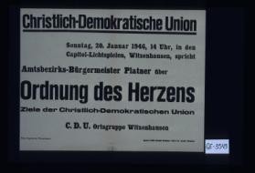 spricht Amtbezirks-Burgermeister Platner uber Ordnung des Herzens - Ziele der ... Union ...Ortsgruppe Witzenhausen