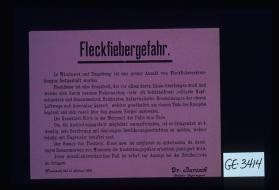 Fleckfiebergefahr ... Wloclawek, den 13 Januar 1916 ... Dr. Buresch
