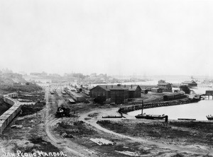View of the railroad yard at the San Pedro harbor