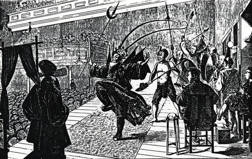 Interior of the Royal China Theatre during a performance, 1878 /