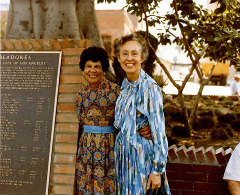 Founders Plaque with Miriam Matthews and Jean Bruce Poole standing to the right of it