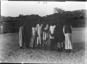 Africans posing outdoors, Tanzania, ca.1893-1920