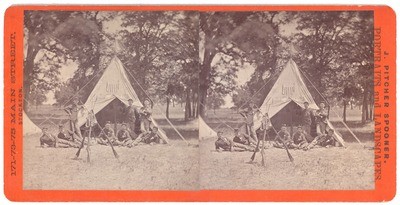 Stockton: (Stockton Guard. Small group in front of tent.)