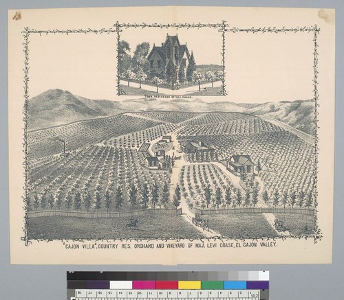 "Cajon Villa," country res[idence], orchard and vineyard of Maj[or] Levy Chase, El Cajon Valley [San Diego County, California]