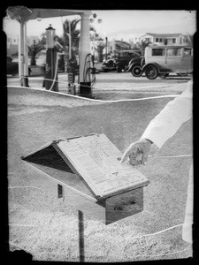 Chek chart at service station at Wilshire Boulevard and South Gale Drive, Beverly Hills, CA, 1935