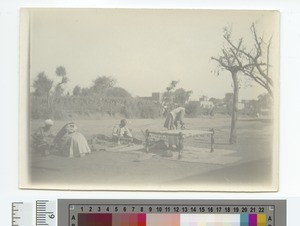 Sawing and Bed Making, Punjab, Pakistan, ca.1900