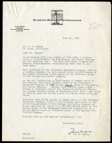 H.E. Neave's Letter to J.C. Harper, 16 June, 1936
