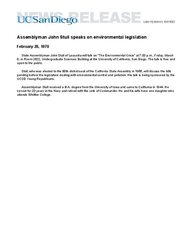 Assemblyman John Stull speaks on environmental legislation