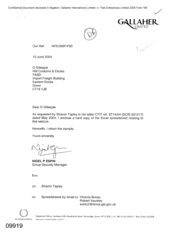 [Letter from Nigel P Espin to D Gillespie regarding hard copy of excel spreadsheet for seizure]