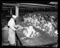4-H club touring a Safeway Stores meat packing house in Los Angeles, Calif., 1941