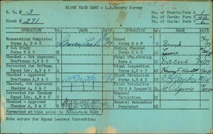 WPA block face card for household census (block 271) in Los Angeles County