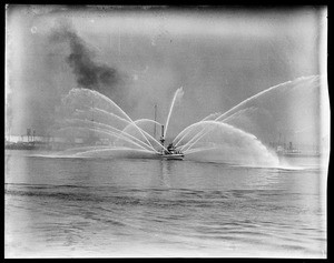 Los Angeles Harbor fireboat spraying water
