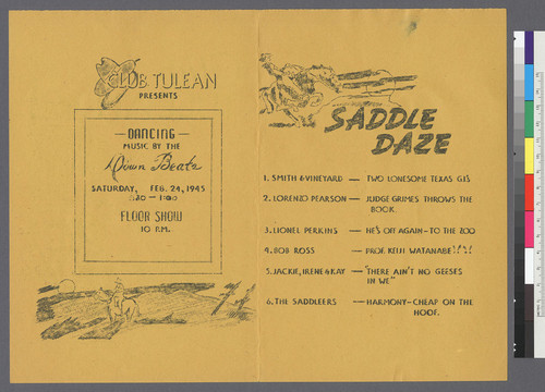 Saddle Daze [dance & floor show] invitation (5 copies) (2-24-45)