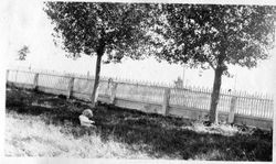 Harriet Elvy out on the lawn, about 1918