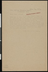 Hamlin Garland, letter, 1911-11-10, to Arthur Proctor Smith