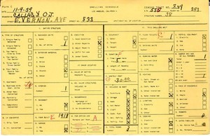 WPA household census for 833 E VERNON, Los Angeles