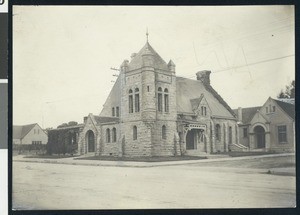 Exterior view of the Unitarian Church, Santa Barbara, ca.1920