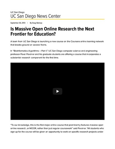 Is Massive Open Online Research the Next Frontier for Education?