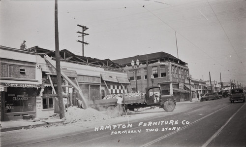 Mary A. Smart photograph of earthquake damage to the Hampton Furniture Co