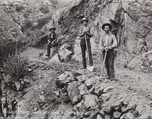 Photograph of building a road above San Juan Hot Springs