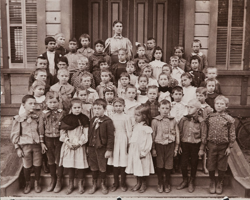 Photograph of Tustin Grammar School students with their teacher