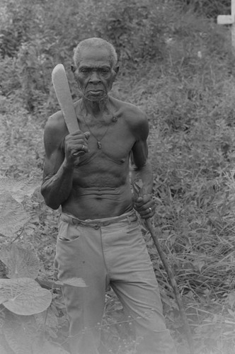 Portrait of an old man with a machete, Barbacoas, Colombia, 1979