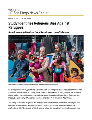 Study Identifies Religious Bias Against Refugees
