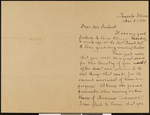 Samuel C. Reat, letter, 1920-11-03, to Hamlin Garland