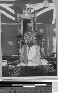 Seven year old King on his throne, Uganda, Africa, 1898